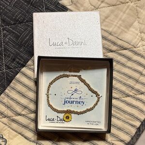 Luca + Danni Gold Beaded Bracelet with Sunflower Charm